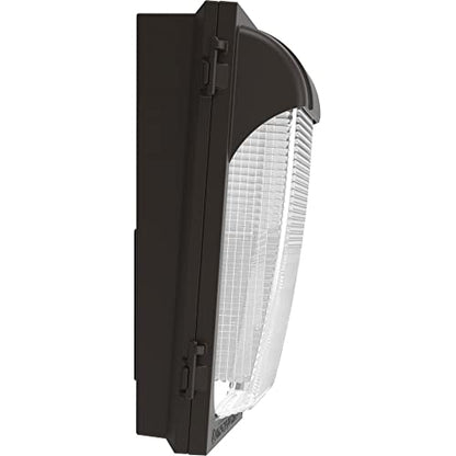 Lithonia Lighting 7.5" Mini LED Wall Pack Outdoor Light Fixture, Building Wall Light, Adjustable Lumens, 5000K Daylight, MVOLT 120-277V, IP65, Glass Lens, Bronze (TWX1 LED ALO 50K MVOLT DDBTXD) - color: Adjustable Lumens | 5000K Daylight, size: 12" H x 7.
