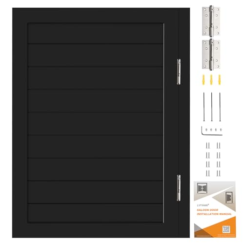 Saloon Swinging Doors 24/28/30/32/36 Inch Wide - Black Heavy Duty Swing Cafe Doors with Hinges, Hardware & Install Guide - Single Swinging Half Door for Bar Kitchen Doorway Decor - color: Black, size: Single Door 24"X36"