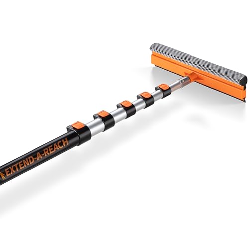 5-24 ft Window Washer Squeegee Kit with Extension Pole (30+ Foot Reach) - size: 24 feet