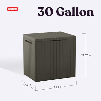 Keter City 30 Gal Outdoor Storage Box and Patio Side Table - color: Mossy Brown