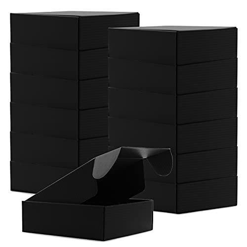 Cardboard Boxes Shipping Boxes,15 Pack Recyclable Corrugated Cardboard Box Small Mailing Storage Gift Boxes for Shipping, Mailing, Gifts Packaging, 6x6x2" (Black) - color: Black