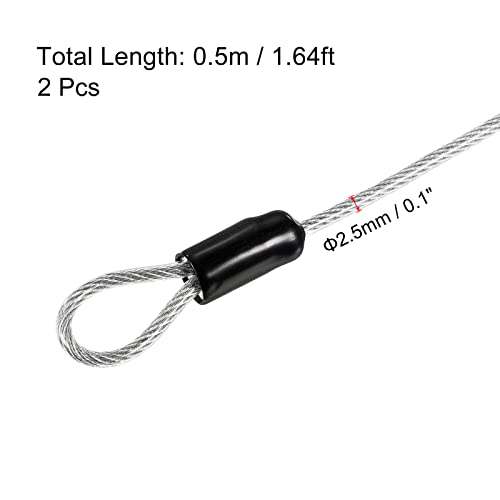 PATIKIL Security Steel Cable 2.5mm x 0.5m/1.64ft Transparent 2pcs - color: Transparent, size: 2.5mmx0.5m