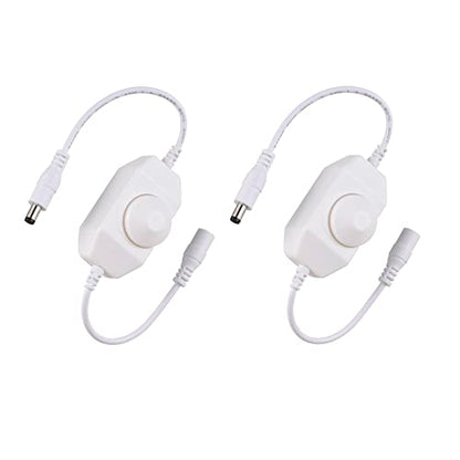2 Pack LED Strip Light Dimmer Switch, DC 12V-24V LED Brightness Adjustable Controller for Strip Lights,LED Rope Light 3528,5050,5630 - color: White