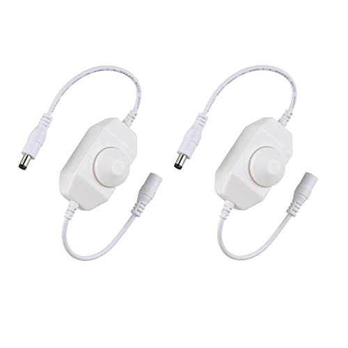 2 Pack LED Strip Light Dimmer Switch, DC 12V-24V LED Brightness Adjustable Controller for Strip Lights,LED Rope Light 3528,5050,5630 - color: White