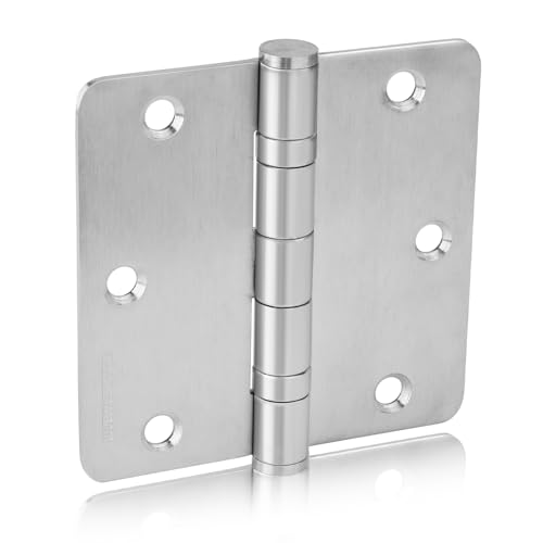 Golenwarm 3 Pack 3.5" Satin Nickel Brushed Door Hinges, 1/4 Inch Radius - color: Satin Nickel Brushed, size: 1/4" Radius Corner