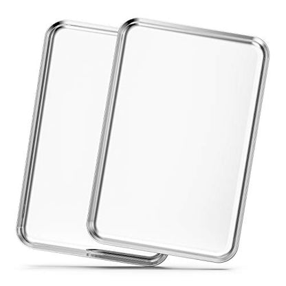 Baking Sheets Set of 2, Bastwe 20 inch Stainless Steel Bakeware Baking Pans, Healthy & Nontoxic & Rustproof & Easy Clean & Dishwasher Safe - size: 20 inch
