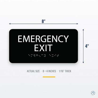 Alpha Dog Emergency Exit Sign, 4x8 ADA Braille Sign, Blue - color: Blue, size: Emergency Exit