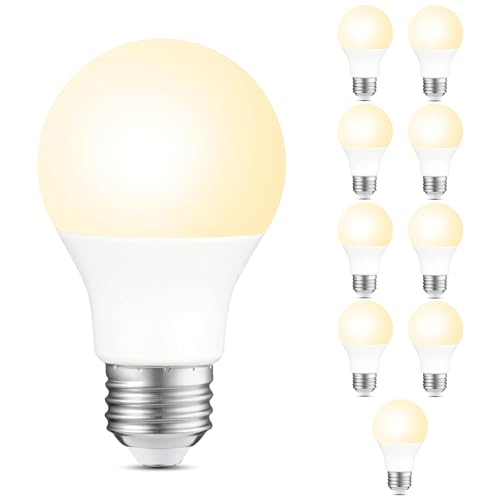 A19 LED Light Bulbs, 60W Equivalent Soft White 2700K, 750 Lumens Non-Dimmable LED Bulbs, Efficient 8.5W, 10000 Hours Long-Lasting E26 Base Standard Bulbs for Bedroom Living Room Kitchen, 10 Pack - color: Soft White, size: 10