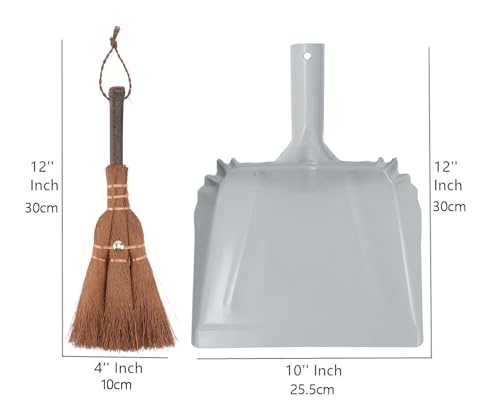 Small Metal Dust Pan and Brush for Fireplace, Garage, Shop, 9" Wide - style: Metal Dustpan