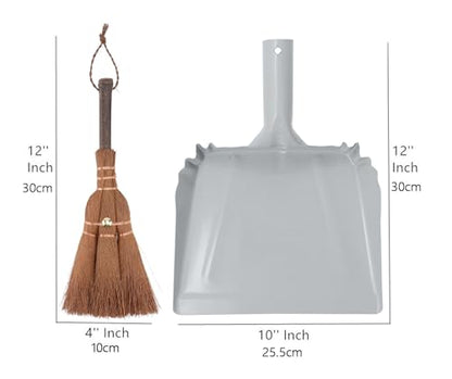 Small Metal Dust Pan and Brush for Fireplace, Garage, Shop, 9" Wide - style: Metal Dustpan