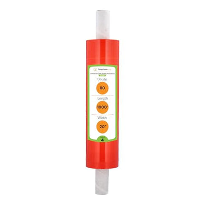 PSBM Dark Orange Stretch Wrap with Handles 4 Rolls 20 Inch x 1000 Feet 80 Gauge, Heavy Duty Plastic Wrap Industrial Strength Shrink Film for Moving, Packing & Shipping - size: 4 Rolls, style: Orange