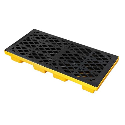 Modular 2 Drum Spill Pallet, 48x24x4 Inch, 2000 lbs Capacity, Heavy-Duty Forkliftable Containment Tray for Industrial Oil & Chemical - size: 48x24x4in