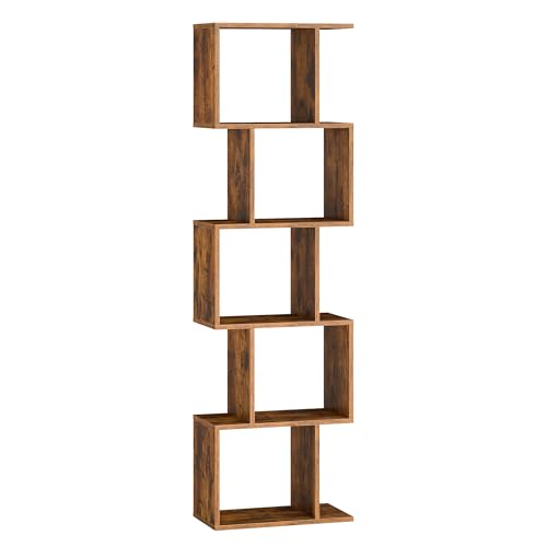 VASAGLE 5-Tier Bookcase, Open Storage, 15.7 x 9.4 x 62.8 Inches - color: Rustic Brown, style: 5-Tier (15.7"W)