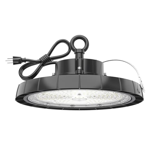UFO LED High Bay Lights: 200W 30000LM 5000K Led Shop Lights High Bay Led Lights with Plug Suitable for Gym Warehouse Workshop Factory Gym Garage Barn AC100-277V IP65