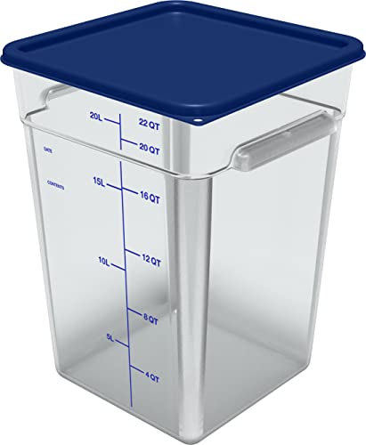 Carlisle FoodService Products Squares Square Food Storage Container with Stackable Design for Catering, Buffets, Restaurants, Polycarbonate (Pc), 22 Quarts, Clear