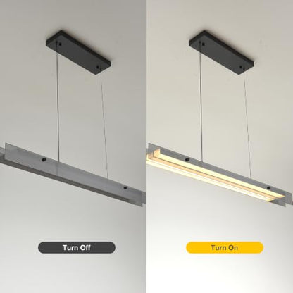 Siittoo 39.37" Modern Linear LED Pendant Light, Kitchen Island Chandelier - color: 39 in/Grey glass/Linear-Dimmable