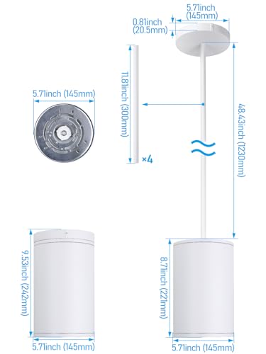 LEONLITE 2-Pack 5CCT 6 Inch LED Tube Architectural Pendant Downlight, White - color: White