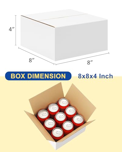 40-Pack-Small-Shipping-Boxes-8x8x4, Corrugated-Cardboard-Boxes-for-Packaging-Small-Business, White-Boxes-Mailers - color: White, size: 8x8x4 inches