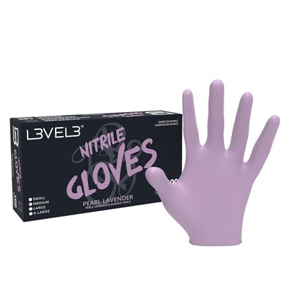 L3 Level 3 Nitrile Gloves - Professional Heavy Duty Disposable Gloves - Latex Free - Fits Snug - Box of 100 - color: Lavender, size: Large (Pack of 100)