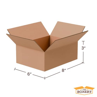 The Boxery 8"x6"x3" Corrugated Cardboard Boxes 25-Pack - size: 8x6x3"