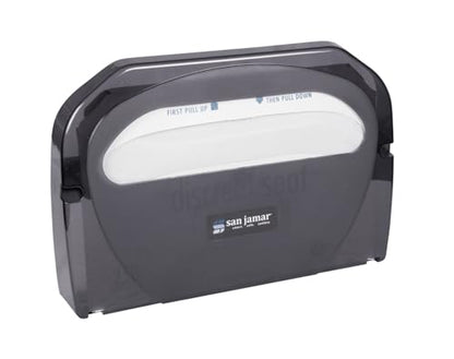 San Jamar Plastic Toilet Seat Cover Dispenser Wall Mount – Standard Toilet Seat Cover Holder, Durable Plastic, 16.5 x 12in, Pearl Black