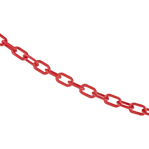 Mr. Chain Plastic Barrier Chain, Red, 3/4 in Links, 50 ft Length (00005-50) - color: RED, size: 3/4 IN