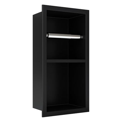 Qeke Recessed Toilet Paper Holder, Dual Rolls Tissue Toilet Holder, Black - color: Matte Black
