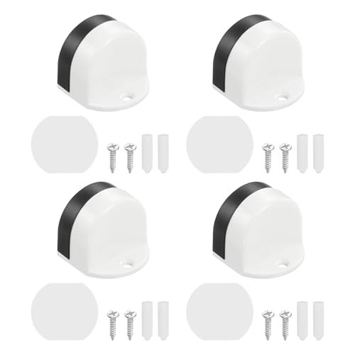 uxcell 4 Pack Low Dome Floor Door Stop 1.5" H x 1.65" W, Stainless Steel - color: White