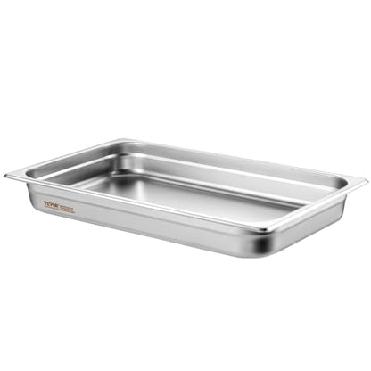 VEVOR 6 Pack Stainless Steel Hotel Pans,2.5-Inch Deep 0.8mm Thick Commercial Food Pans, Anti-Jam Catering Food Storage Metal Pan for Steam Tables, Food Warmer,20.8 x 13 x 2.5inch - size: 1/1 Size, style: 2.5 inch Deep 6 Pack