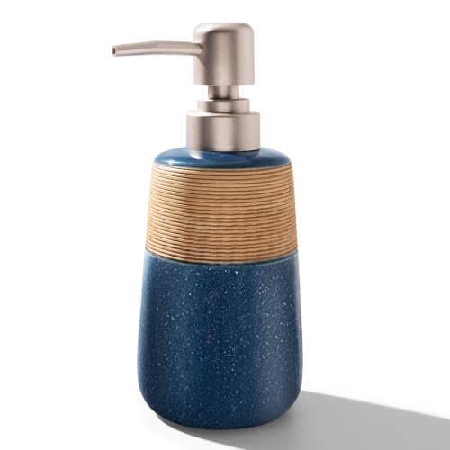 Hand Soap Dispenser, Ceramic Liquid Soap Dispenser for Bathroom Countertop Dish Hand Soap Dispenser for Kitchen Sink, Bathroom Lotion Bottle Dispensers Boho Kitchen Home Decor,15 OZ Blue - size: 1 x 15 Oz Soap Dispenser Blue