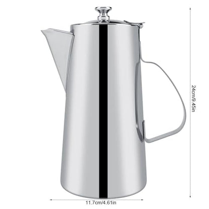 2L Capacity Stainless Steel Teapot with Ergonomic Handle Short Nozzle Pitcher Water Kettle for Home, Restaurant, Coffee(short nozzle) - style: short nozzle