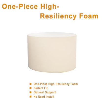 Asuprui Round Footstool Ottoman, 20x14In, Ivory,Hassock,Sofa Couch Footrest - color: Cream, size: 20"D x 20"W x 14"H