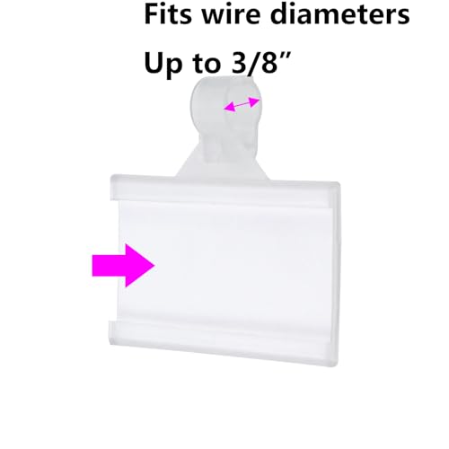 Semetall 50PCS Reusable Plastic Wire Shelf Label Holder(1-1/4" H X 2" W)