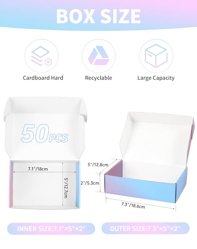 Shipping Boxes 7x5x2 Inch, Set of 50, Purple Corrugated Cardboard Boxes, Mailer Packaging Boxes for Small Business Gift Literature Shipping - color: ‎Purple, size: 7x5x2 inch