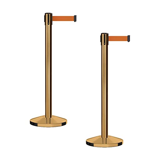 CCW RBB-100 Retractable Belt Barrier Stanchions, 2 Pack, 7.5 Ft Orange - color: Orange, size: 7.5 Foot