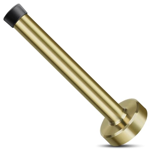 KOLAKO Door Stop, Long Door Stopper 6 Inch Wall Mounted Doorstop with Soft Rubber Bumper, Brushed Stainless Steel, Extra Long Door Stop for Bottom of Door (Gold)