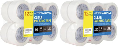 JARLINK 12 Rolls Clear Packing Tape, Heavy Duty Packaging Tape (Pack of 2) - size: 12 Rolls XL (2.8mil / 60 yd) (Pack of 2)
