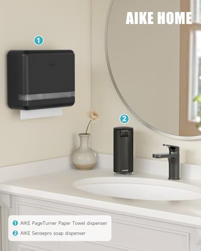 AIKE 200 Sheets Wall Mount Paper Towel Dispenser,Fit Multifold Paper,Black - color: Black