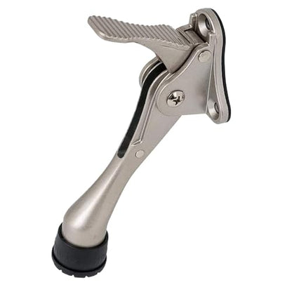 HA SHI One Touch Kickdown Door Stopper, Satin Nickel, 4 Inch, 1 Pack - color: Satin Nickel, size: 4 INCH X 1 PACK