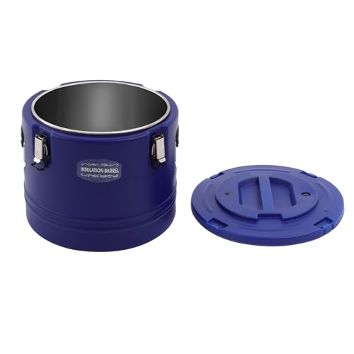 30L/7.9 Gal Insulated Soup Carrier, Stainless Steel Insulated Soup Container Bucket Hot & Cold Thermal Bucket with Lid Commercial Food Warmer for Parties Picnics Cafes Restaurants - color: Blue, size: 30L/7.9 Gal