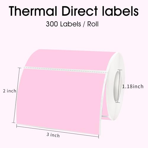 STARLIBOO 3x2 inch Color Direct Thermal Label Stickers for Shipping, Barcode, Address, Compatible with Rollo Label Printer & Zebra Desktop Printers (Pink) - color: Pink, size: 2*3 inch/1 roll