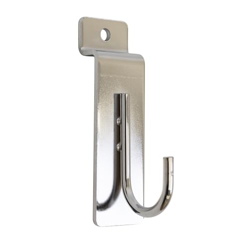 VICTORY DISPLAY & STORE FIXTURE MFG 1" Long Curved Heavy Duty Commercial-Grade Steel Slatwall Panel Hook - Displays Product/Merchandise for Commercial or Home Use (20, Chrome) - color: Chrome