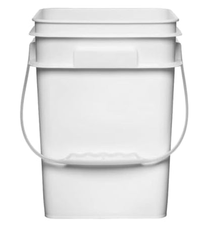 House Naturals 4 Gallon Square Food Grade Bucket Pail with Plastic Handles and Lid (Pack of 3) Made in USA containers (White - Black lids) - color: White - Black Lids