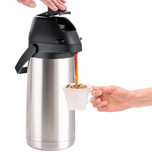 PARACITY Airpot Coffee Dispenser with Pump, 64.2 oz Stainless Steel Carafe