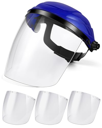 Tellegloww 4 Pcs Safety Face Shield for Grinding and Cutting, Blue - color: Blue