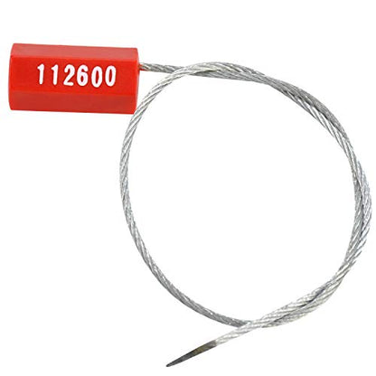 100pcs Security Marking Cable Seals Tamper Proof Steel Wire Seal Numbered Shipping Seals Disposable Pull Tight Self-Locking Cable Seal Truck, Trailers, Cargo, Containers Seal Ties Straps (Red, 100pcs) - color: Red, size: 100pcs