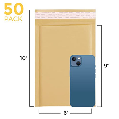 Fuxury Kraft Bubble Mailers 6x10" Padded Envelopes 50 Pack Usable Size 6x9" - color: Brown, size: 6x10" 50PC