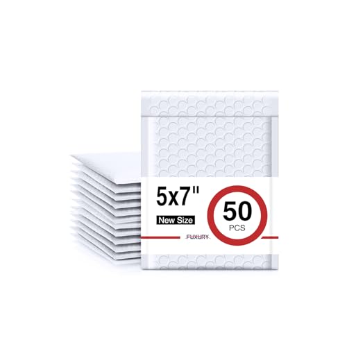 Fuxury Bubble Mailers 5x8.6" 50 Pack White Waterproof Padded Envelopes - color: White, size: 5x8.6" 50PC
