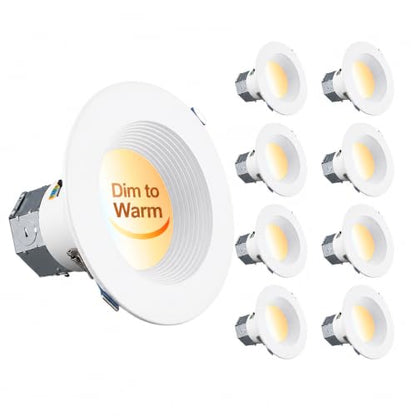 TORCHSTAR 8-Pack 6CCT 6 Inch LED Recessed Light Canless, Dim to Warm, White - color: White-Dim to Warm, size: 6 Inch
