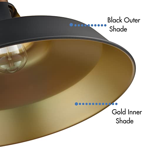 CLAXY Industrial Farmhouse Ceiling Light 1-Light Barn Ceiling Light - color: Black and Gold